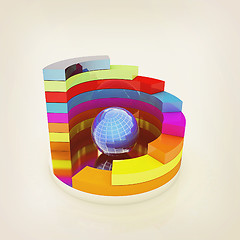 Image showing Abstract colorful structure with blue bal in the center. 3D illu