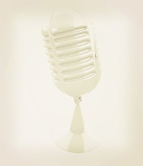 Image showing 3d rendering of a microphone. 3D illustration. Vintage style.