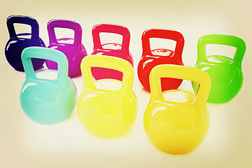 Image showing Colorful weights . 3D illustration. Vintage style.