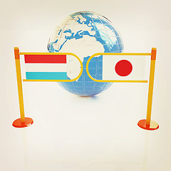 Image showing Three-dimensional image of the turnstile and flags of Japan and 