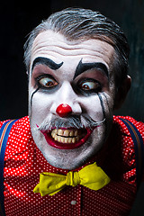 Image showing Terrible crazy clown and Halloween theme