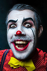 Image showing Terrible crazy clown and Halloween theme