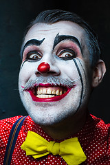 Image showing Terrible crazy clown and Halloween theme