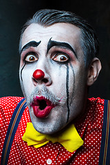 Image showing Terrible crazy clown and Halloween theme