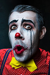 Image showing Terrible crazy clown and Halloween theme