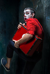 Image showing Terrible crazy clown and Halloween theme