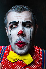 Image showing Terrible crazy clown and Halloween theme