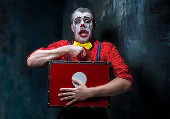 Image showing Terrible crazy clown and Halloween theme