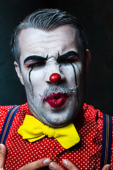 Image showing Terrible crazy clown and Halloween theme