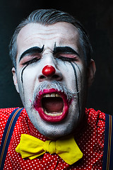 Image showing Terrible crazy clown and Halloween theme