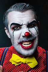 Image showing Terrible crazy clown and Halloween theme