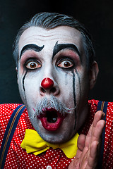 Image showing Terrible crazy clown and Halloween theme