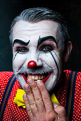 Image showing Terrible crazy clown and Halloween theme