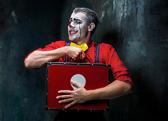 Image showing Terrible crazy clown and Halloween theme