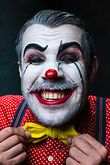 Image showing Terrible crazy clown and Halloween theme