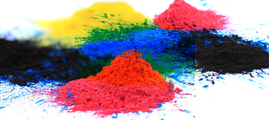 Image showing cmyk toner powder (cyan, magenta, yellow, black)