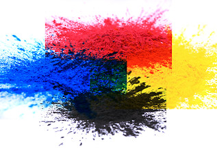 Image showing cmyk toner powder (cyan, magenta, yellow, black)