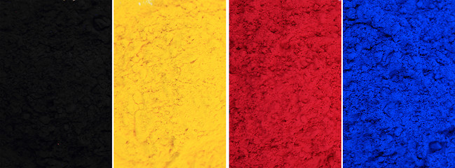 Image showing cmyk toner powder (cyan, magenta, yellow, black)