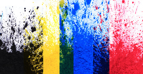 Image showing cmyk toner powder (cyan, magenta, yellow, black)