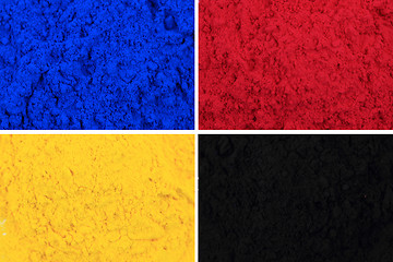 Image showing cmyk toner powder (cyan, magenta, yellow, black)