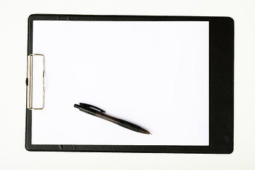 Image showing Black clipboard with a pen isolated