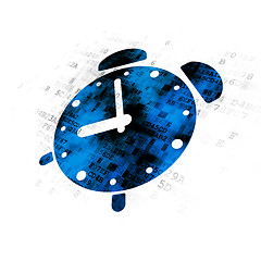 Image showing Timeline concept: Alarm Clock on Digital background