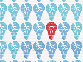 Image showing Finance concept: light bulb icon on wall background