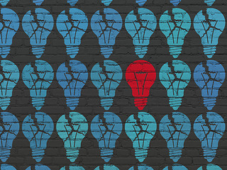 Image showing Finance concept: light bulb icon on wall background