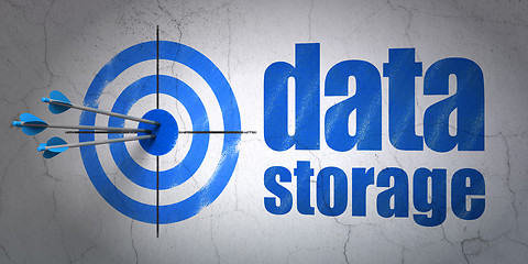 Image showing Data concept: target and Data Storage on wall background
