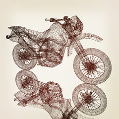 Image showing 3d sport motocross bike. 3D illustration. Vintage style.