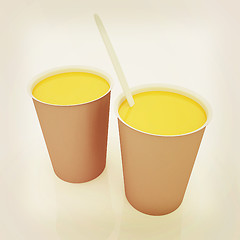 Image showing Orange juice in a fast food dishes. 3D illustration. Vintage sty