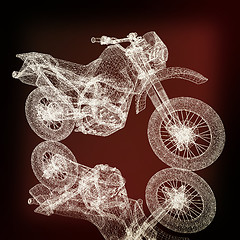 Image showing 3d sport motocross bike. 3D illustration. Vintage style.