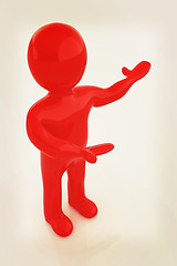 Image showing 3d people - man, person presenting - pointing. . 3D illustration