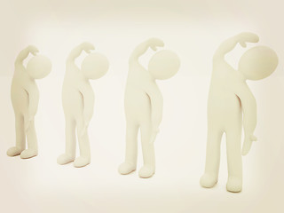 Image showing 3d mans isolated on white. Series: morning exercises - flexibili