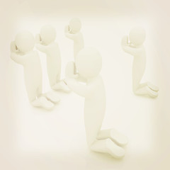 Image showing 3d mans on his knees. Christian prayer concept . 3D illustration