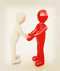 Image showing Handshake. 3D mans . 3D illustration. Vintage style.