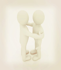 Image showing 3d people hug . 3D illustration. Vintage style.