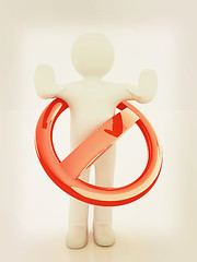 Image showing 3d person and stop sign . 3D illustration. Vintage style.