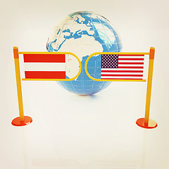 Image showing Three-dimensional image of the turnstile and flags of USA and Au