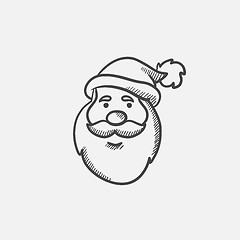 Image showing Santa Claus face sketch icon.