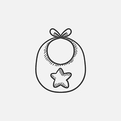 Image showing Baby bib sketch icon.
