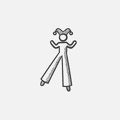 Image showing Clown on stilts  sketch icon.