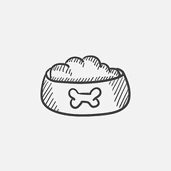 Image showing Dog bowl with food sketch icon.