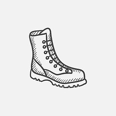 Image showing Boot with laces sketch icon.