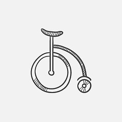 Image showing Circus old bicycle sketch icon.