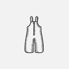 Image showing Baby winter overalls sketch icon.