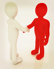 Image showing Handshake. 3D mans . 3D illustration. Vintage style.