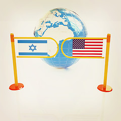 Image showing Three-dimensional image of the turnstile and flags of America an