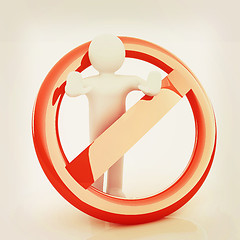 Image showing 3d person and stop sign . 3D illustration. Vintage style.