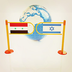 Image showing Three-dimensional image of the turnstile and flags of Israel and